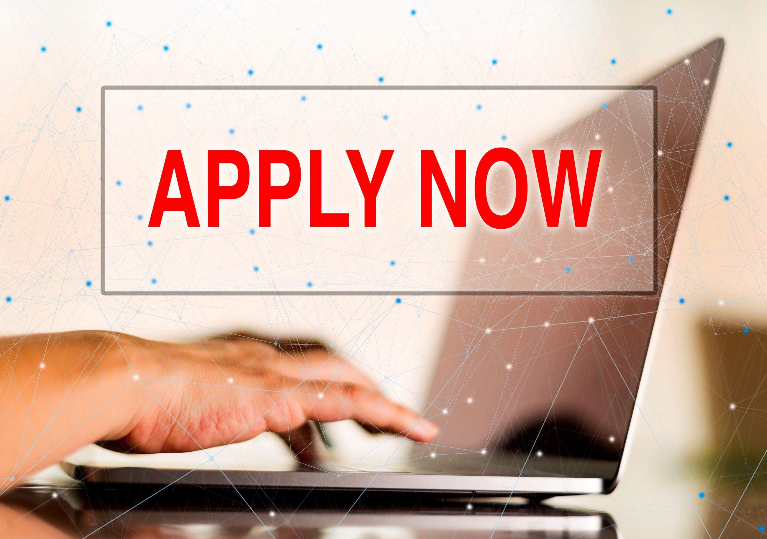 Apply now computer and words